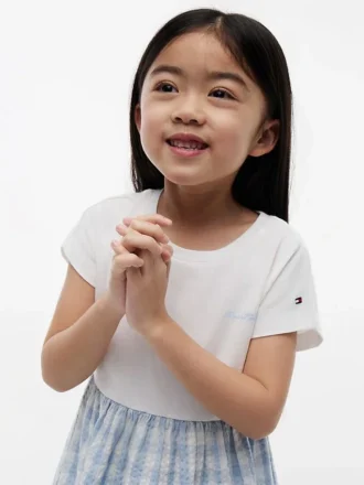 Vestido combinado de xadrez para meninas