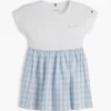 Vestido combinado de xadrez para meninas