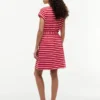 Vestido de algodão elástico com riscas e cinto Vestido de algodão elástico com riscas e cinto