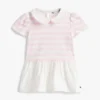 Vestido de bebés às riscas em tecido misto Vestido de bebés às riscas em tecido misto