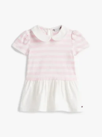 Vestido de bebés às riscas em tecido misto