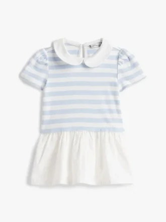 Vestido de bebés às riscas em tecido misto