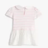 Vestido de bebés às riscas em tecido misto Vestido de bebés às riscas em tecido misto