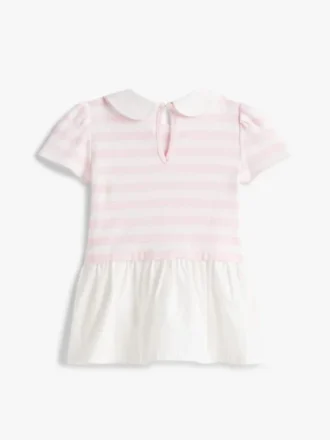 Vestido de bebés às riscas em tecido misto