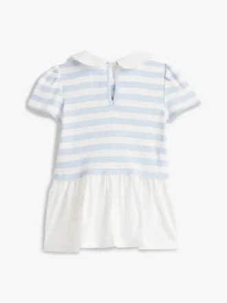 Vestido de bebés às riscas em tecido misto