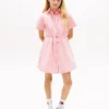 Vestido de camisa de popeline às riscas para criança Vestido de camisa de popeline às riscas para criança
