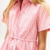 Vestido de camisa de popeline às riscas para criança Vestido de camisa de popeline às riscas para criança