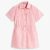 Vestido de camisa de popeline às riscas para criança Vestido de camisa de popeline às riscas para criança