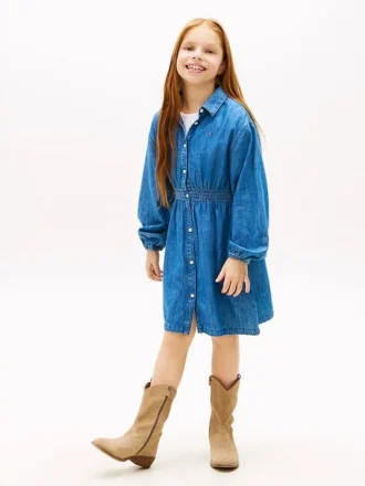 Vestido de camisa em chambray para criança
