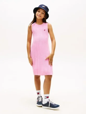 Vestido de croché sem mangas para meninas