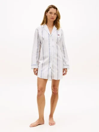 Vestido de dormir em popeline às riscas
