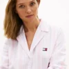 Vestido de dormir em popeline às riscas