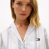 Vestido de dormir em popeline às riscas