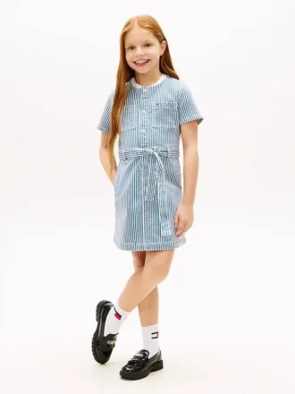 Vestido de ganga às riscas para criança