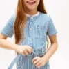 Vestido de ganga às riscas para criança