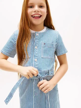 Vestido de ganga às riscas para criança