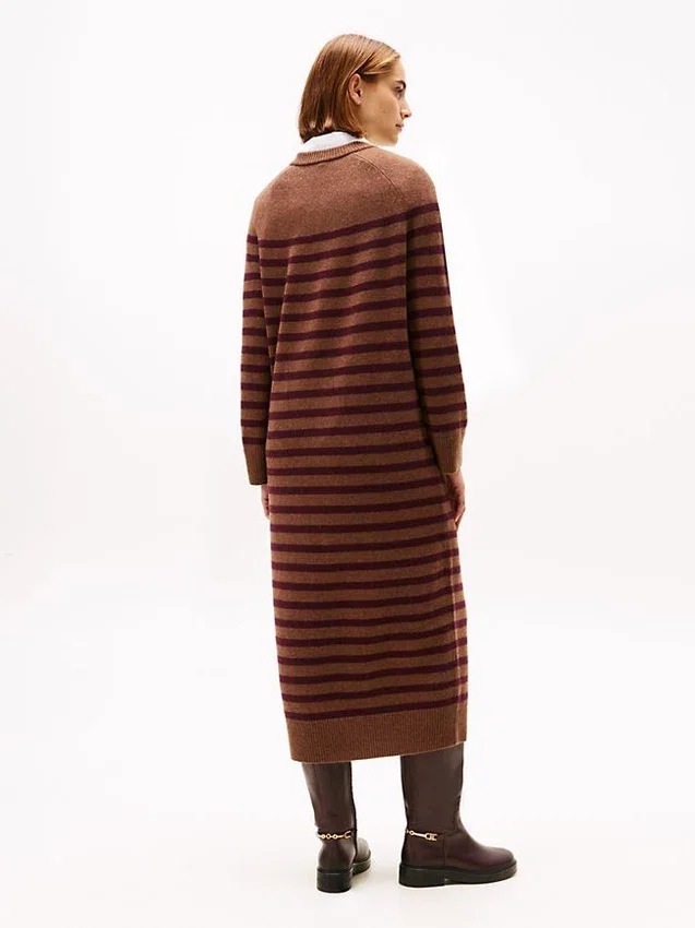 Vestido de malha em lã e caxemira às riscas Vestido de malha em lã e caxemira às riscas