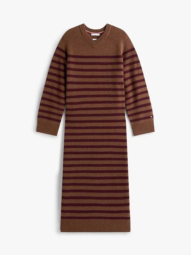 Vestido de malha em lã e caxemira às riscas Vestido de malha em lã e caxemira às riscas