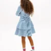 Vestido de popeline com riscas e camadas para criança