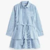 Vestido de popeline com riscas e camadas para criança