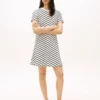 Vestido em malha interlock com riscas em ziguezague Vestido em malha interlock com riscas em ziguezague