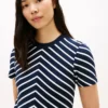 Vestido em malha interlock com riscas em ziguezague Vestido em malha interlock com riscas em ziguezague