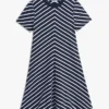 Vestido em malha interlock com riscas em ziguezague Vestido em malha interlock com riscas em ziguezague