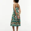 Vestido em mistura de linho com camadas e estampado tropical Vestido em mistura de linho com camadas e estampado tropical