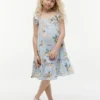 Vestido infantil com folhos e estampado floral Vestido infantil com folhos e estampado floral