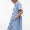 Vestido infantil às riscas em mistura de algodão e linho