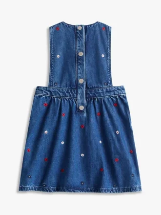 Vestido-jumpers de ganga com padrão floral para criança Vestido-jumpers de ganga com padrão floral para criança