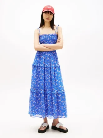 Vestido maxi de chiffon em camadas da Tommy Jeans