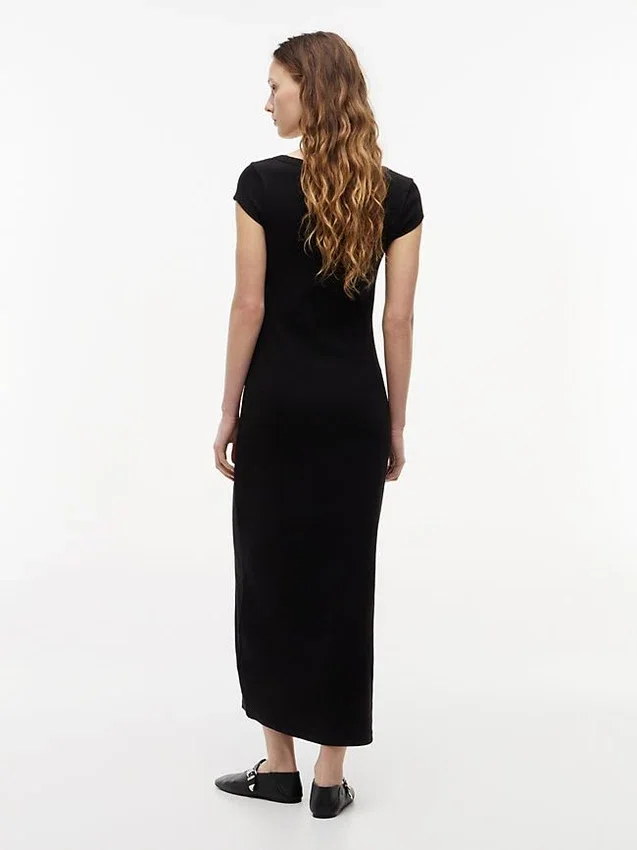 Vestido maxi Tommy Jeans em malha canelada Vestido maxi Tommy Jeans em malha canelada