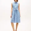 Vestido Midi de Gingham Seersucker com Cinto Vestido Midi de Gingham Seersucker com Cinto