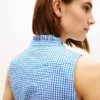 Vestido Midi de Gingham Seersucker com Cinto Vestido Midi de Gingham Seersucker com Cinto