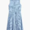 Vestido Midi de Gingham Seersucker com Cinto Vestido Midi de Gingham Seersucker com Cinto