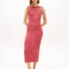 Vestido Midi de Gola Barco com Risca e Corte Justo Vestido Midi de Gola Barco com Risca e Corte Justo