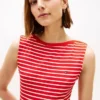 Vestido Midi de Gola Barco com Risca e Corte Justo Vestido Midi de Gola Barco com Risca e Corte Justo
