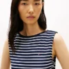 Vestido Midi de Gola Barco com Risca e Corte Justo Vestido Midi de Gola Barco com Risca e Corte Justo