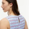 Vestido Midi de Popeline com Franzido às Riscas