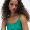Vestido Midi em Mistura de Linho com Franzido Vestido Midi em Mistura de Linho com Franzido