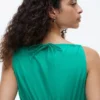 Vestido Midi em Mistura de Linho com Franzido Vestido Midi em Mistura de Linho com Franzido
