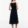 Vestido Midi em Mistura de Linho com Franzido Vestido Midi em Mistura de Linho com Franzido