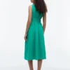 Vestido Midi em Mistura de Linho com Franzido Vestido Midi em Mistura de Linho com Franzido