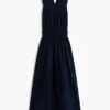 Vestido Midi em Mistura de Linho com Franzido Vestido Midi em Mistura de Linho com Franzido