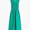 Vestido Midi em Mistura de Linho com Franzido Vestido Midi em Mistura de Linho com Franzido