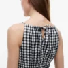 Vestido Midi em Mistura de Linho com Franzido e Padrão Gingham Vestido Midi em Mistura de Linho com Franzido e Padrão Gingham