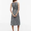 Vestido Midi em Mistura de Linho com Franzido e Padrão Gingham Vestido Midi em Mistura de Linho com Franzido e Padrão Gingham