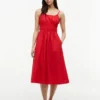 Vestido Midi em Popeline com Franzido Vestido Midi em Popeline com Franzido