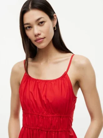 Vestido Midi em Popeline com Franzido